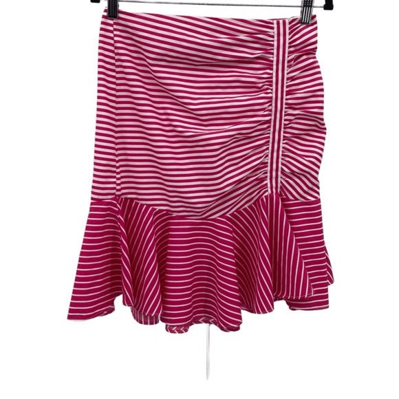 Zara Basic Women's Pink White Striped Knee Length Trumpet A-Line Skirt Medium - Picture 1 of 10